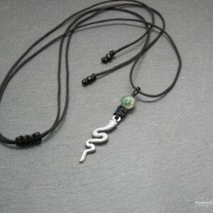 Moss Agate Snake Necklace: Stainless Steel Adjustable Boho Pendant, Serpent Protection Amulet, Spiritual Animals Moss Agate Snake Necklace: Stainless Steel Adjustable Boho Pendant, Serpent Protection Amulet, Spiritual Animals