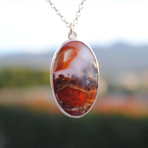 Sterling Silver Scenic Moss Agate Necklace, Moss Agate Jewelry, Pendant Sterling Silver Sterling Silver Scenic Moss Agate Necklace, Moss Agate Jewelry, Pendant Sterling Silver