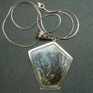 Tranquillity!! Rare Scenery Moss Agate Cabochon 925 Sterling Silver Pendant With Silver Chain From Kazakhstan - 4.0" Tranquillity!! Rare Scenery Moss Agate Cabochon 925 Sterling Silver Pendant With Silver Chain From Kazakhstan - 4.0"