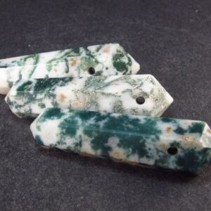 Tree Agate!! Lot Of 3 Natural Moss Agate Pencil Point Pendants From Usa