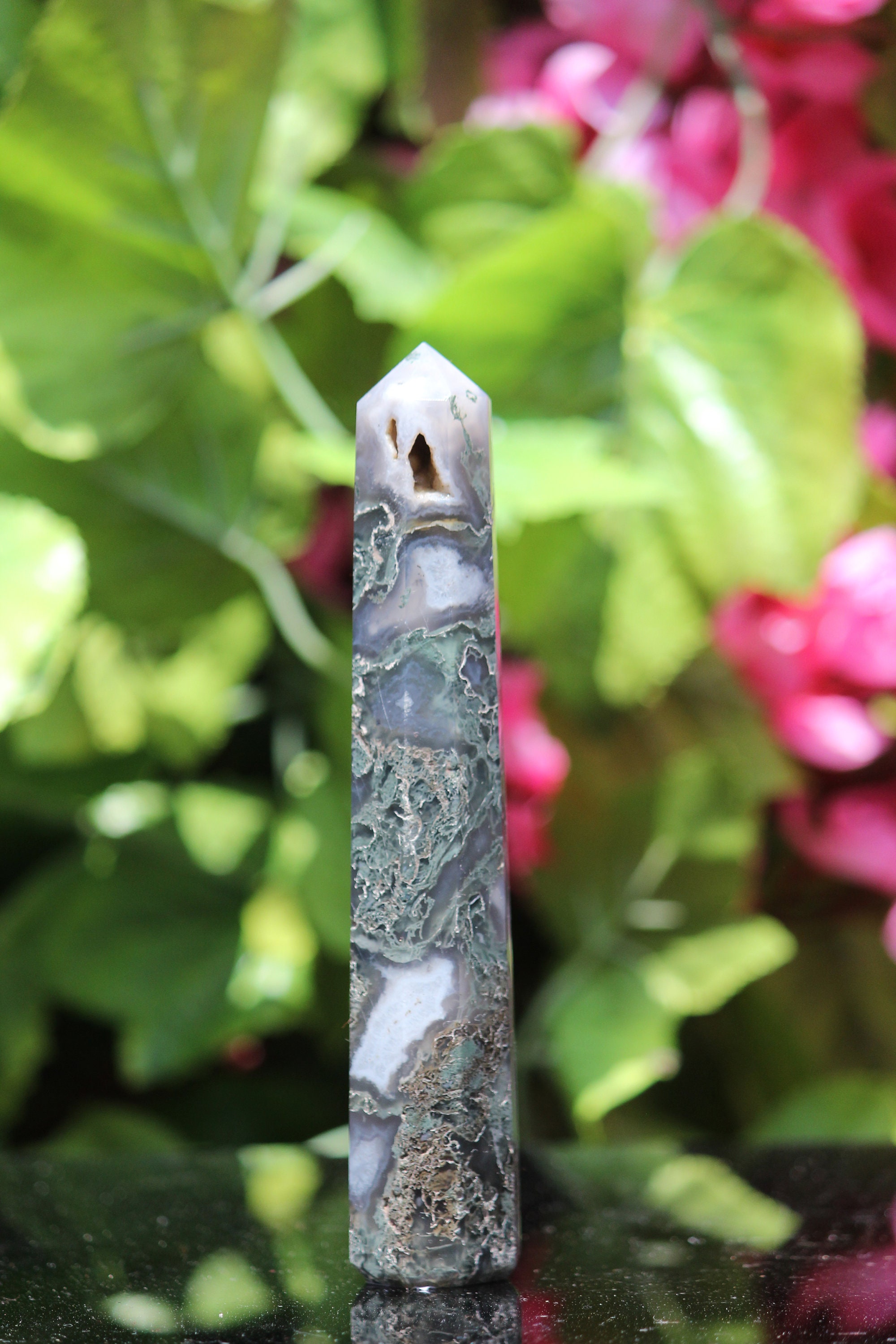 165mm Druzy Moss Agate Tower: Green Obelisk Crystal, Healing Stone, Home Decoration 165mm Druzy Moss Agate Tower: Green Obelisk Crystal, Healing Stone, Home Decoration