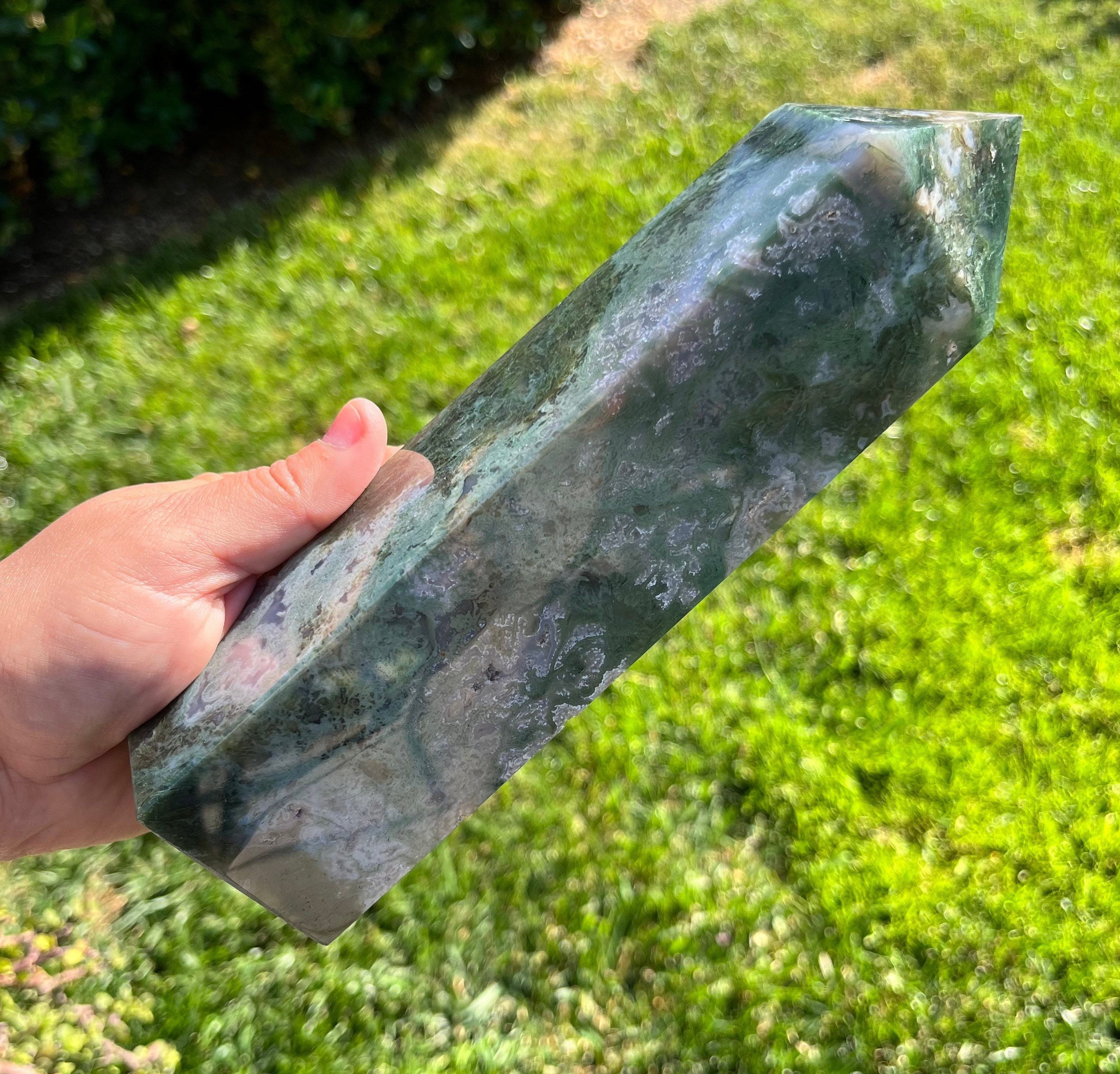Big Xl 2lb Chunky Moss Agate Tower Druzy Geode Tower Obelisk Point Wand Carved Crystal Tower Big Xl 2lb Chunky Moss Agate Tower Druzy Geode Tower Obelisk Point Wand Carved Crystal Tower
