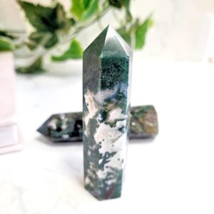 Moss Agate Crystal Tower • Ethically Sourced
