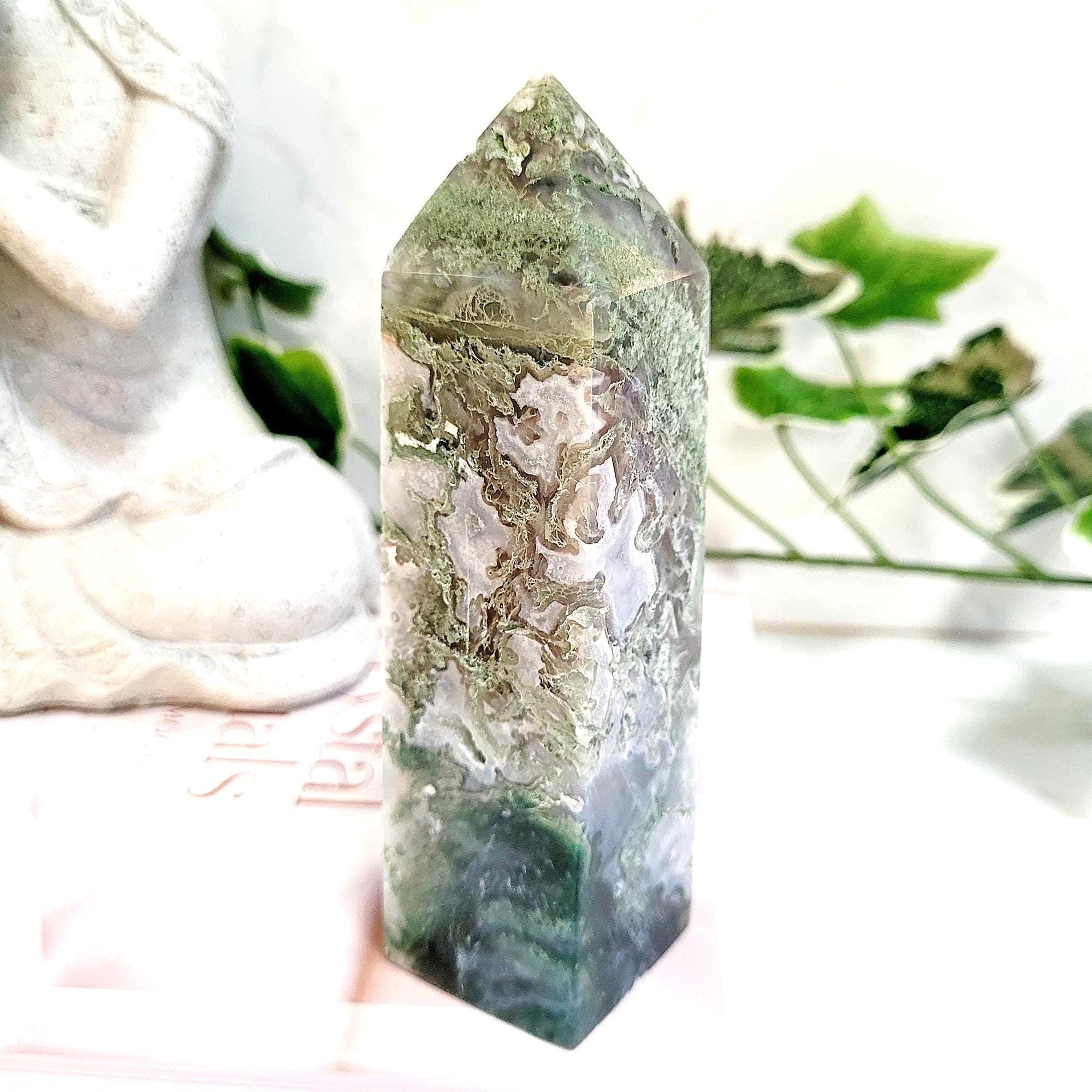 Moss Agate Crystal Tower • Ethically Sourced Moss Agate Crystal Tower • Ethically Sourced