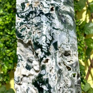 MASSIVE Polished Green Druzy Moss Agate Obelisk Tower, Aura Energy Stone