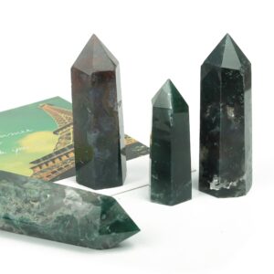 Moss Agate Obelisk Tower Stone – Obelisk Tower Point Crystals – Meditation Gemstone - Gifts - Tw1024