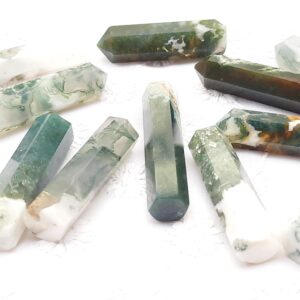 Moss Agate Pencil Tower Point Balances Chakras,five Elements,promotes Health,gets ,awakens Spirituality,reiki,healing,aura,goodluck,wealth.