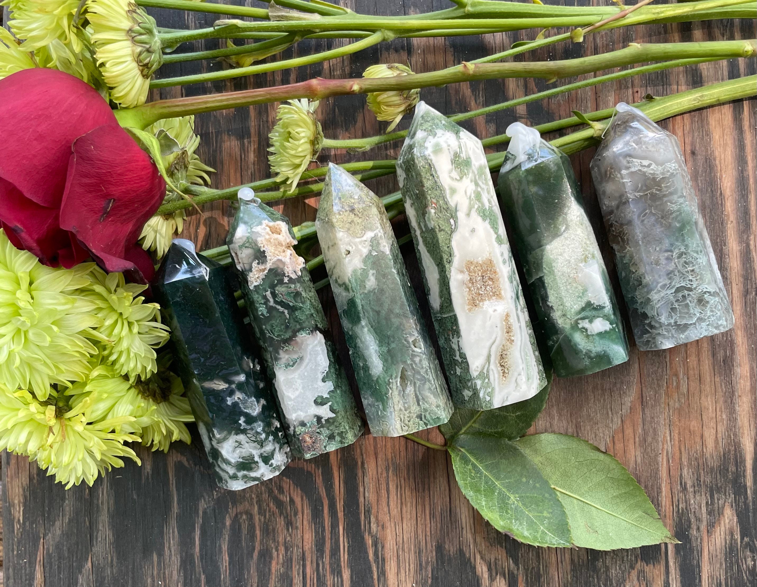 Moss Agate, Moss Agate Point, Qty. 1, You Choose Moss Agate, Moss Agate Point, Qty. 1, You Choose