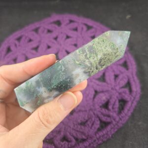 Moss Agate Polished Self Standing Crystal Point Green Obelisk Generator Stones Crystals Tower