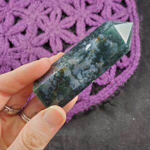 Moss Agate Polished Self Standing Crystal Point Green Obelisk Generator Stones Crystals Tower