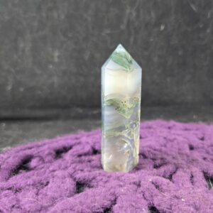 Moss Agate Polished Self Standing Crystal Point Green Obelisk Generator Stones Crystals Tower