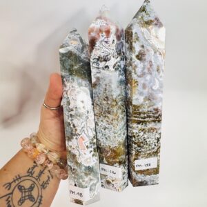 Rare Pink Moss Agate Tower | Pink Moss Agate Crystal Tower | Crystal Towers