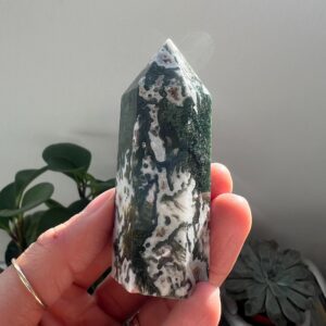 Green Moss Agate Tower Point, Healing Crystal