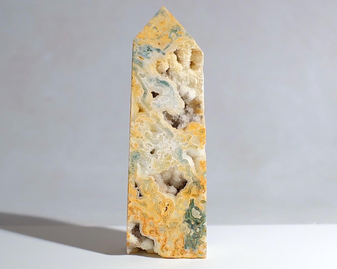 Unusual Moss Agate Tower | Moss Agate Crystal Point Unusual Moss Agate Tower | Moss Agate Crystal Point