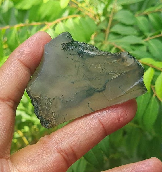 Raw White Moss Agate Slab,rough Crystal Gemstone Plate