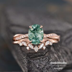 Infinity Oval Moss Agate Engagement Ring Gold Ring Unique Promise Bridal Wedding Ring Green Gemstone Ring Nature Inspired Floral Leaves Gift Infinity Oval Moss Agate Engagement Ring Gold Ring Unique Promise Bridal Wedding Ring Green Gemstone Ring Nature Inspired Floral Leaves Gift
