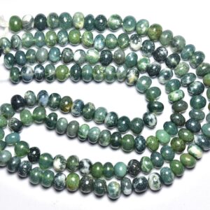 Moss Agate Rondelle Beads - 13 Inches - Natural Amazing Smooth Moss Agate Rondelles - Size Is 6.5 - 7 Mm #559