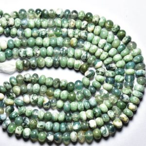 Moss Agate Rondelle Beads - 13 Inches - Amazing Natural Smooth Moss Agate Rondelles - Size Is 6 - 6.5 Mm #1007