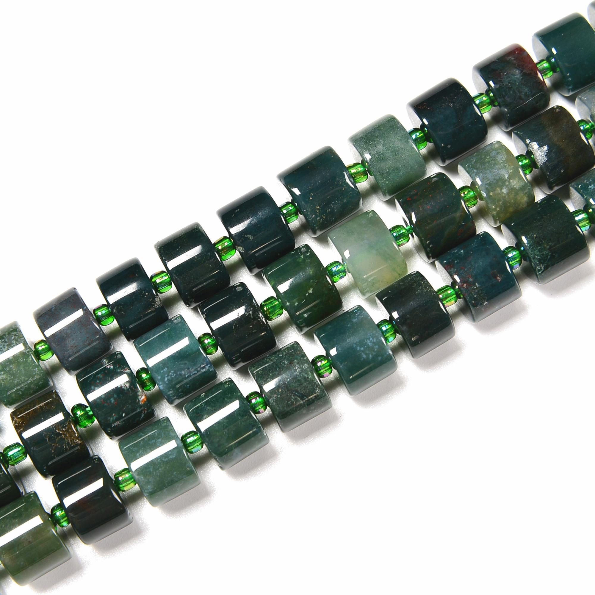 Dark Green Moss Agate Rondelle Wheel Disc Beads Size 6x10mm 15.5'' Strand Dark Green Moss Agate Rondelle Wheel Disc Beads Size 6x10mm 15.5'' Strand