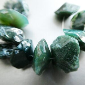 Moss Agate Disc 15-18mm Beads -5 Pcs Rondelle Gemstone -jewelry Making -craft Natural Beads