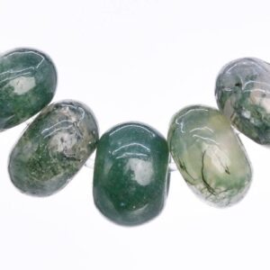 Genuine Natural Moss Agate Gemstone Beads 6x4MM Green Rondelle AAA Quality Loose Beads (103307)