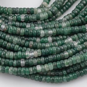 Moss Agate  -  High Quality in Smooth Saucer Roundel, 4mm Flat Rondel 15 Inches Thin Roundel
