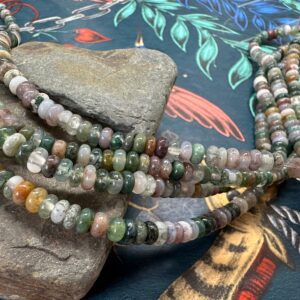 Multi tonal Indian Agate & Moss Agate  Rondelle Beads 4.5mm approx 1mm hole