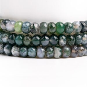 Natural Botanical Moss Agate Gemstone Grade Aaa Rondelle 6x4mm 8x5mm Loose Beads