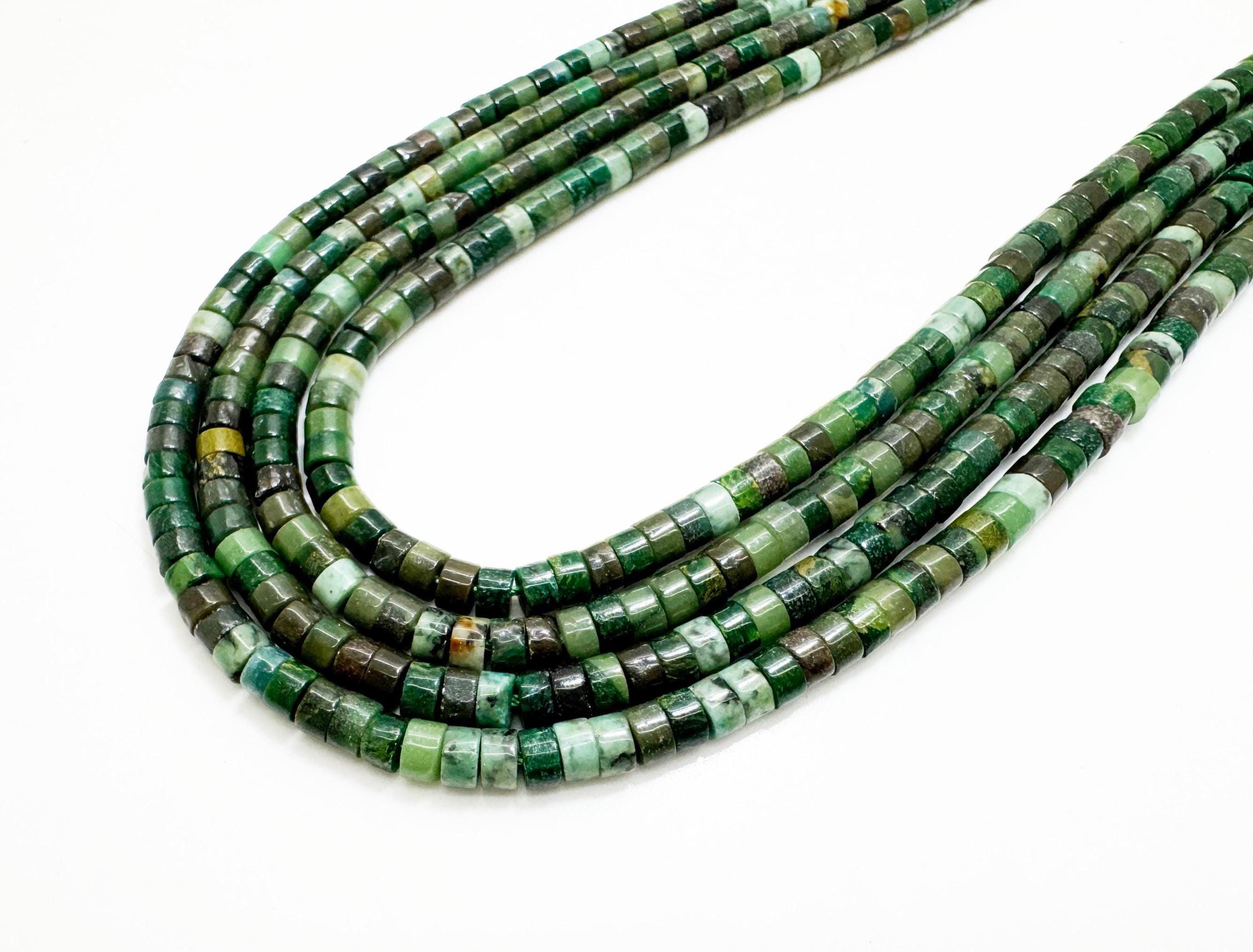 Natural Green Moss Agate Heishi Beads 2x4mm | Earthy Green Gemstone Rondelle Beads | 15” Strand | Jewelry Making Supplies - Rd33 Natural Green Moss Agate Heishi Beads 2x4mm | Earthy Green Gemstone Rondelle Beads | 15” Strand | Jewelry Making Supplies - Rd33