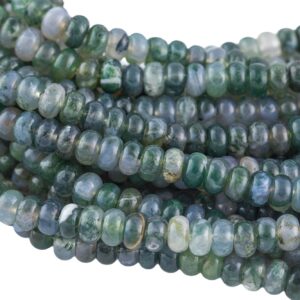 Natural Moss Agate -  High Quality in  Roundel, 6mm, 8mm- Full 15.5 Inch Strand-Full Strand 15.5 inch Strand  Smooth Gemstone Beads