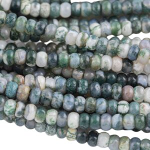 Natural Moss Agate High Quality in 6mm and 8mm  Roundel- Full 15.5 Inch Strand AAA Quality  Smooth Gemstone Beads