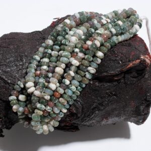 Natural Moss agate Smooth Shaded Rondelle Gemstone Beads 6 mm -8 mm, AAA Quality Rare moss agate gemstone Beads, Jewelry Making Craft