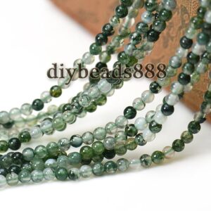 Moss Agate,15 inch full strand Moss Agate smooth round beads 2mm 3mm for Choice