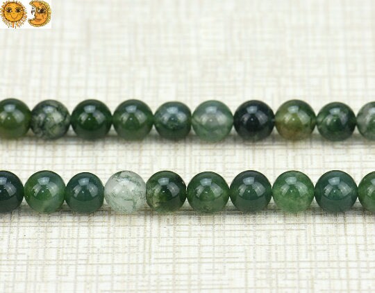 Moss Agate,15 Inch Full Strand Moss Agate Smooth Round Beads 4mm 6mm For Choice