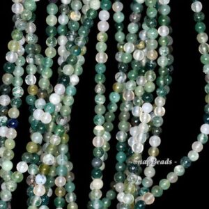 3mm Moss Agate Gemstone, Inclusions, Green, Round 3mm Loose Beads 16 Inch Full Strand Lot 1,2,6,12 And 50 (90114030-107 - 3mm B)