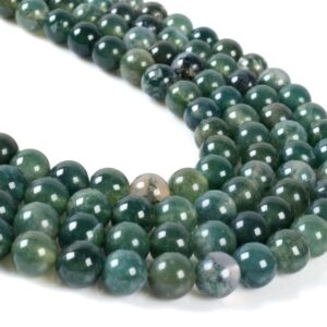 8mm Moss agate round ball loose gemstone beads 16"