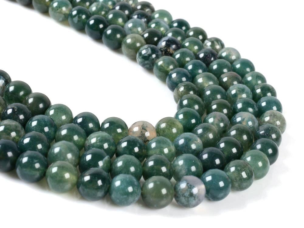 8mm Moss Agate Round Ball Loose Gemstone Beads 16"