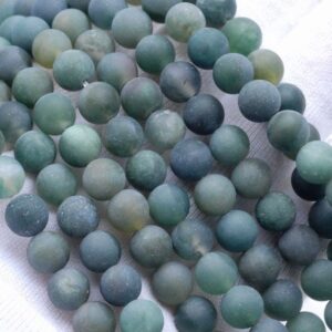 8mm Matte Green Moss Agate Gemstone Round Loose Beads 7.5 Inch Half Strand (80002377-m10)