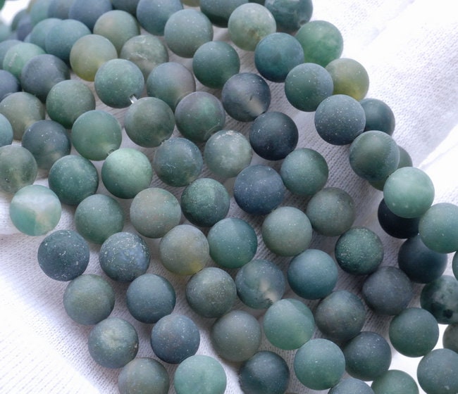 8mm Matte Green Moss Agate Gemstone Round Loose Beads 7.5 Inch Half Strand (80002377-m10)