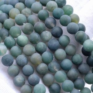 8mm Matte Green Moss Agate Gemstone Round Loose Beads 15 Inch Full Strand (80002376-m10)