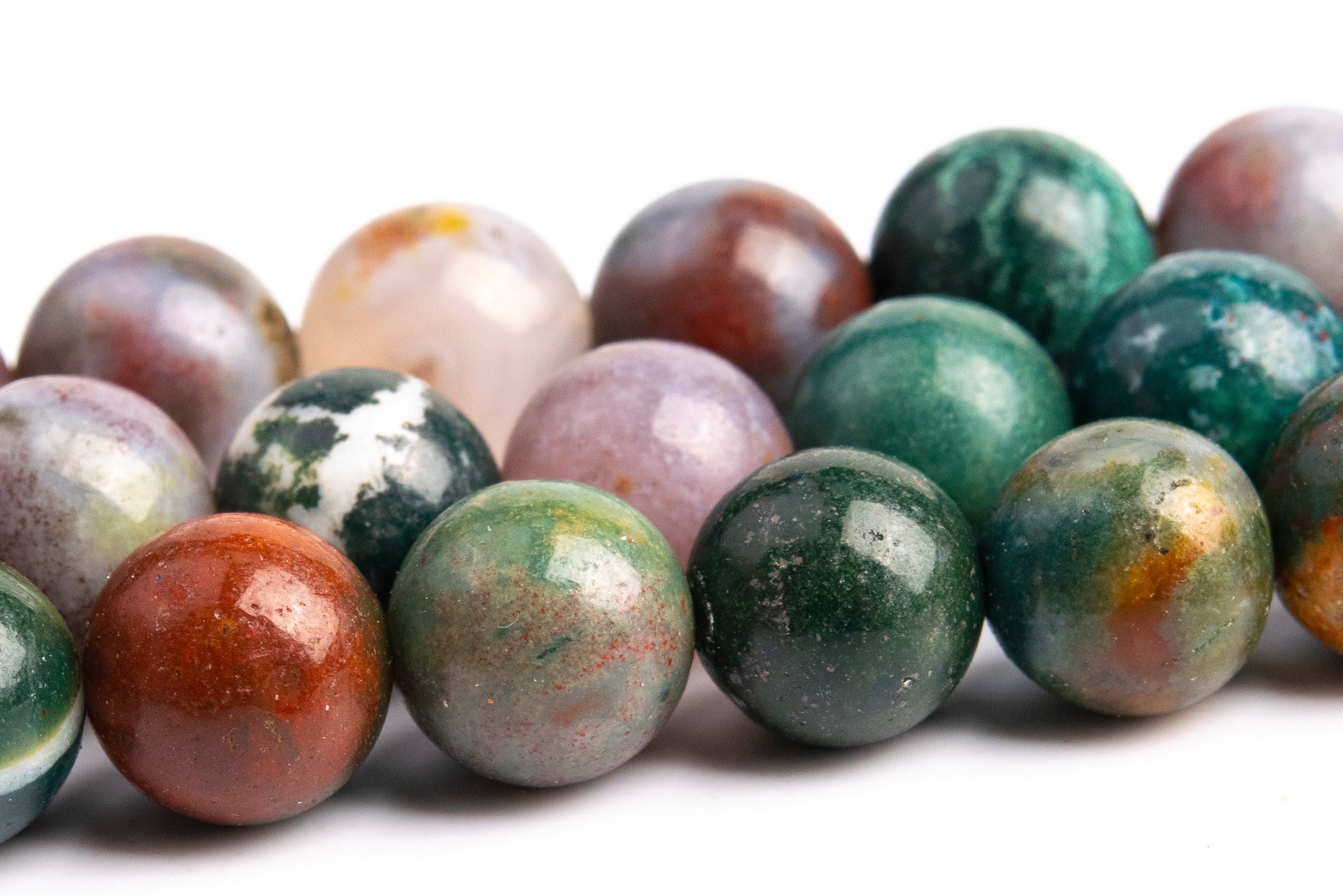 8mm Multicolor Moss Agate Beads Grade Aaa Genuine Natural Gemstone Round Loose Beads 15" / 7.5" Bulk Lot Options (108722)