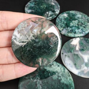 Aa Grade Green Round Moss Agate Pendant Natural One Of A Kind Mossy Veins Gemstone