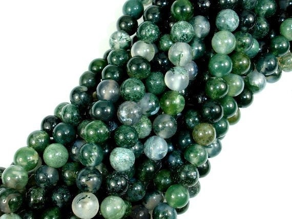 Moss Agate Beads, 6mm, Round Beads, 15 Inch, Full Strand, Approx. 59 Beads, Hole 1mm, A Quality (323054002) Moss Agate Beads, 6mm, Round Beads, 15 Inch, Full Strand, Approx. 59 Beads, Hole 1mm, A Quality (323054002)