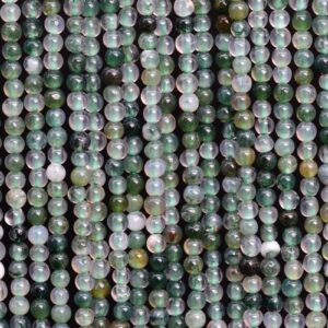 Genuine Natural Moss Agate Loose Beads Round Shape 2mm