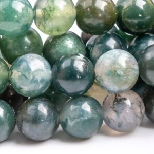 Genuine Natural Moss Agate Gemstone Beads 8MM Botanical Round AAA Quality Loose Beads (100115)