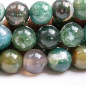 Genuine Natural Moss Agate Gemstone Beads 6MM Multicolor Round AAA Quality Loose Beads (108721)