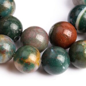 Genuine Natural Moss Agate Gemstone Beads 8MM Multicolor Round AAA Quality Loose Beads (108722)