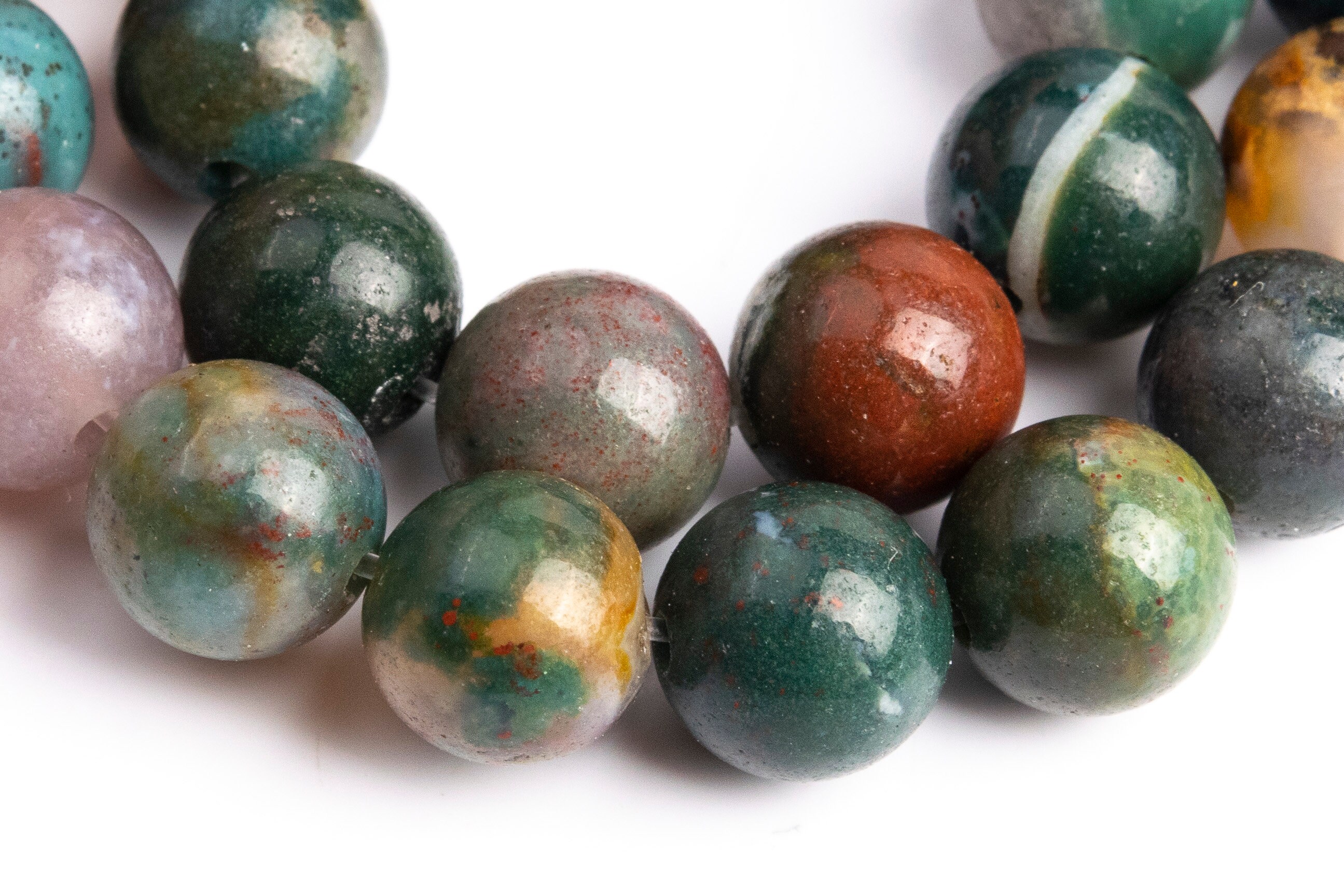 Genuine Natural Moss Agate Gemstone Beads 8mm Multicolor Round Aaa Quality Loose Beads (108722)