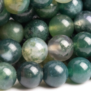 Genuine Natural Moss Agate Gemstone Beads 5-6MM Botanical Round AAA Quality Loose Beads (100114)