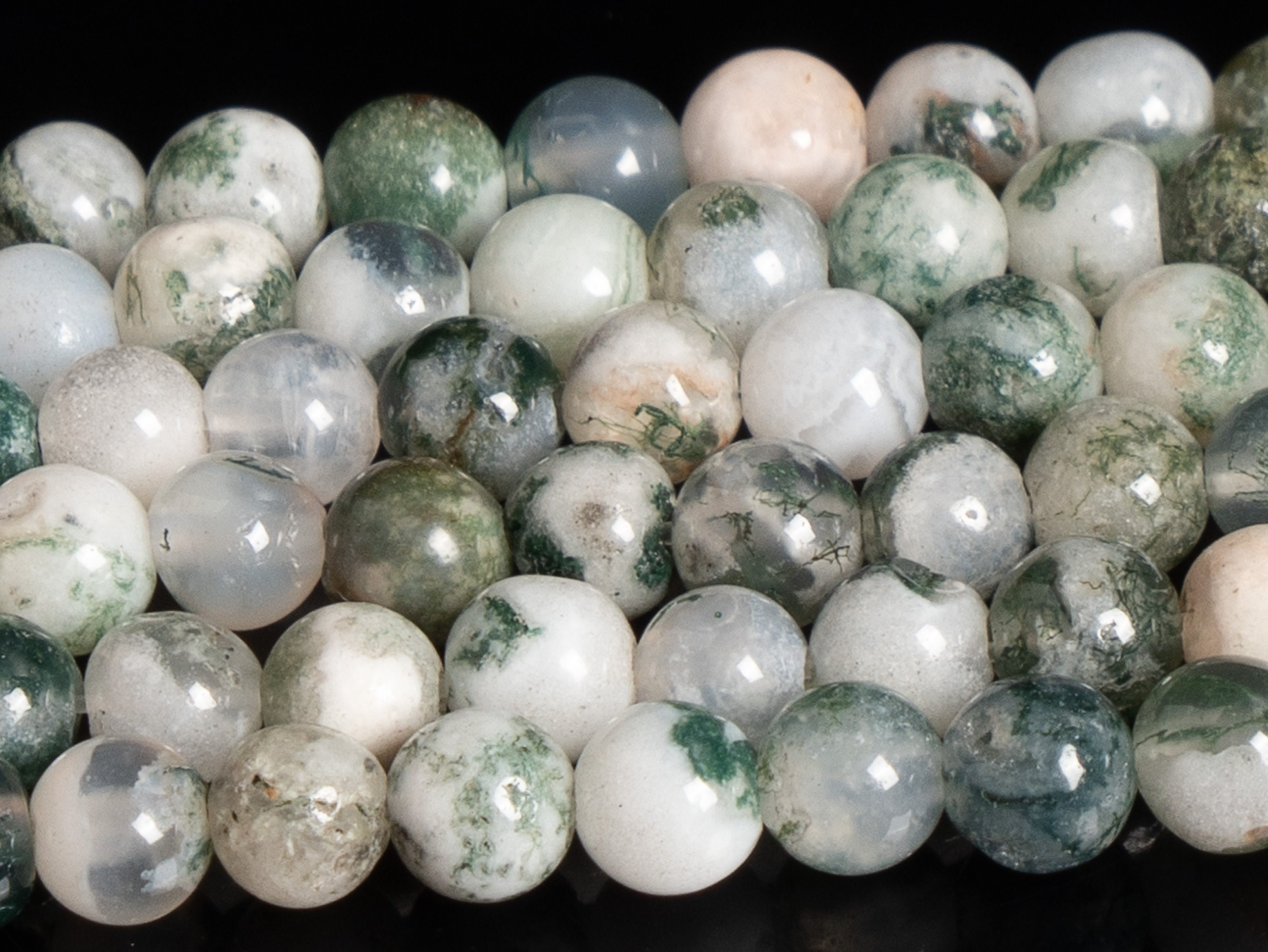 Genuine Natural Moss Agate Gemstone Beads 4mm 8mm Green & White Round A Quality Loose Beads Genuine Natural Moss Agate Gemstone Beads 4mm 8mm Green & White Round A Quality Loose Beads